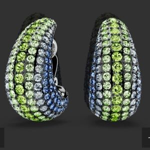 Sublima clip earringsRound cut, Large, Multicolored, Ruthenium plated